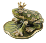 Szkatułka metalowa  Żabka z kryształkami     