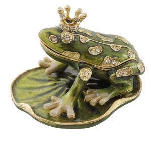 Szkatułka metalowa  Żabka z kryształkami     