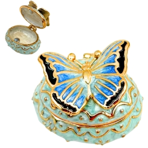 Szkatułka metalowa  Motyl z kryształkami       